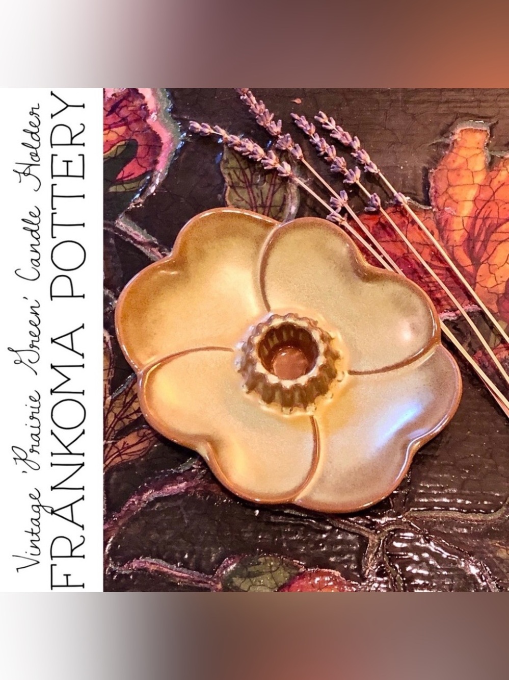 Frankoma Vintage Dogwood Prairie Green Candleholder